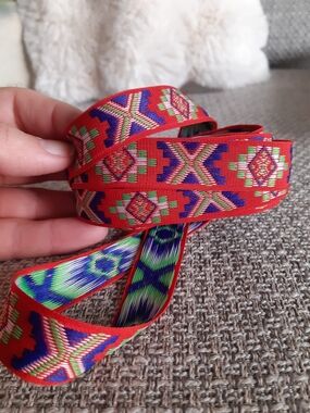 Red Kaleidoscope Woven Ribbon Trim